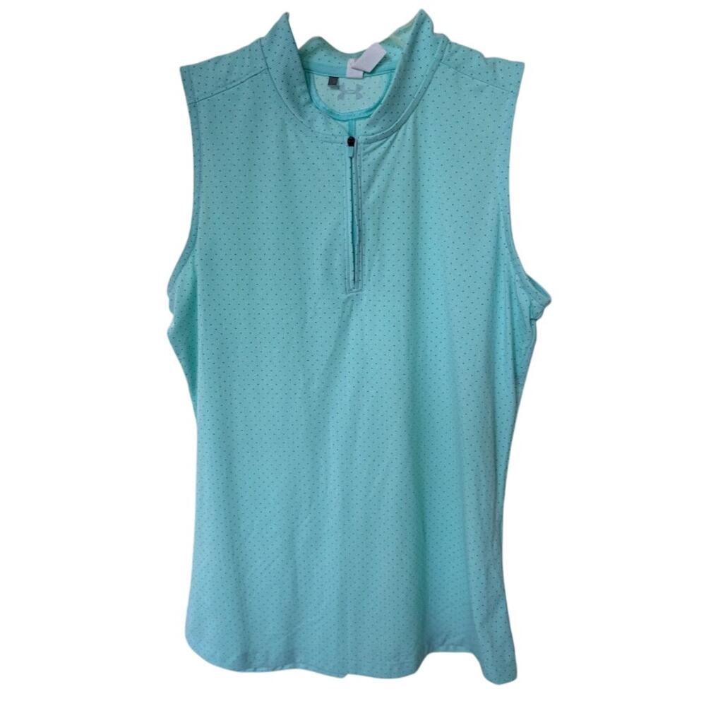 Under Armour Women's Blue Green‎ Sleeveless Heat Gear Golf Shirt Size Medium